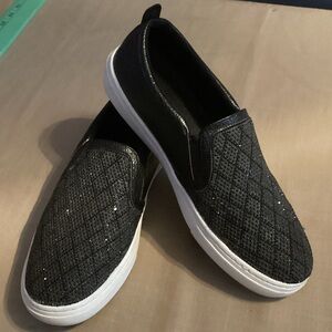 EUC Skechers Black Slip-On Shoes with Sparkling  Accents